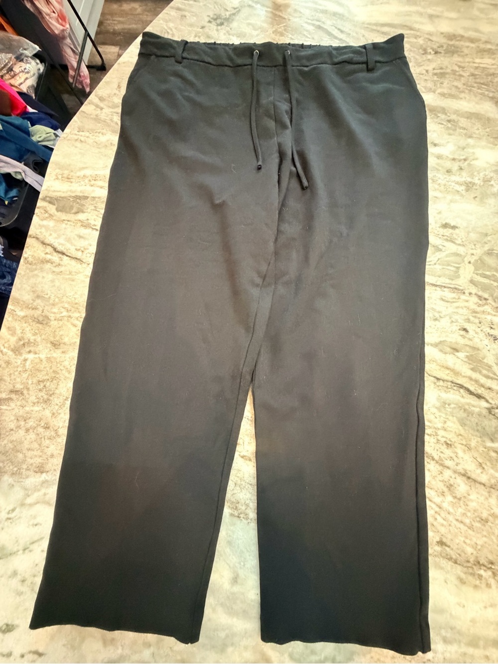 Jones & Co 2X Black Wide Leg Pull On Pants Drawstring Stretch Waist